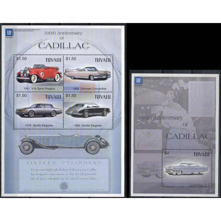 TUVALU 2003 Cadillac 4v + 1 s/s MNH**
