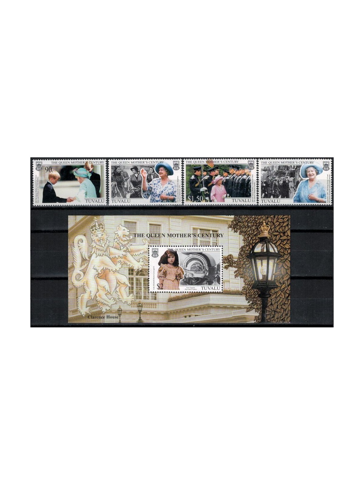 TUVALU 1999 Queen mother 4v + 1 s/s MNH**