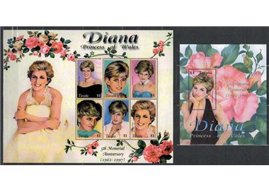 TUVALU 2002 Lady Diana 6v + 1 s/s MNH**