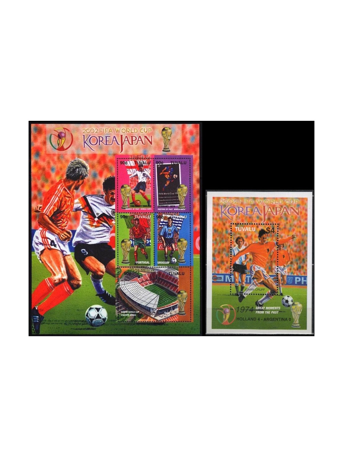 TUVALU 2002 World Cup Football 5v + 1 BF MNH**