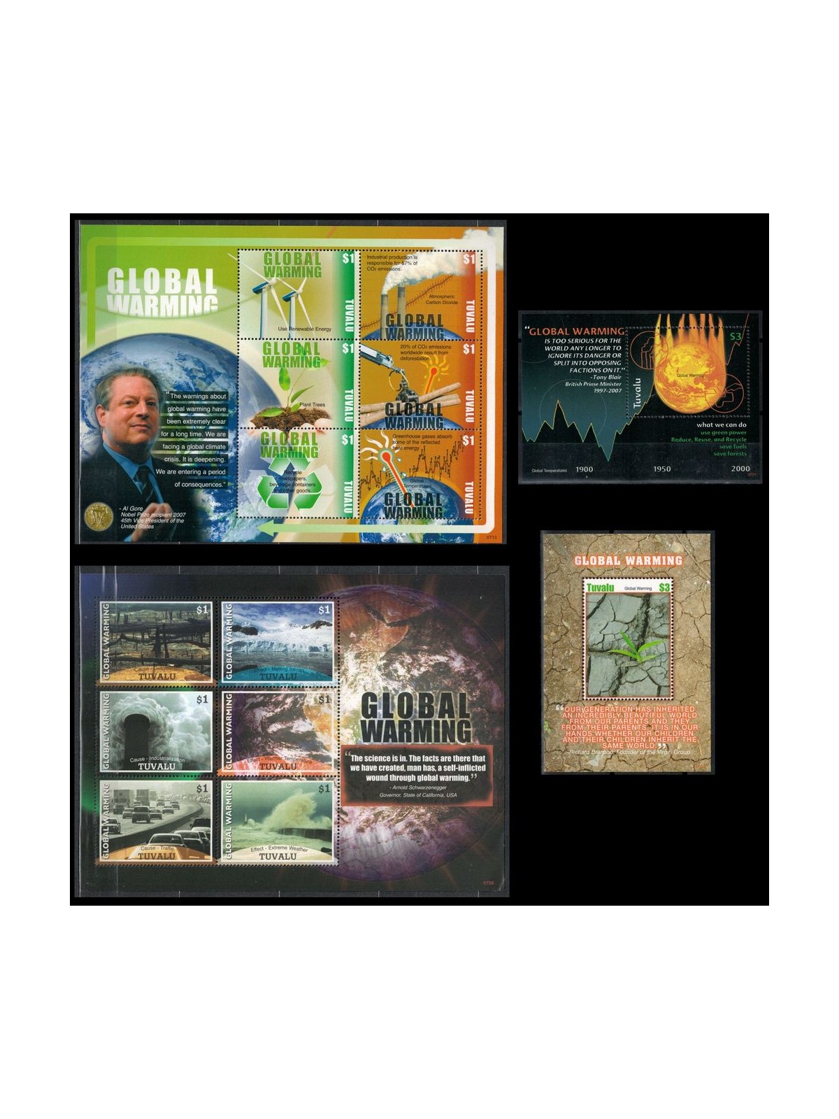 TUVALU 2007 Global warming 12v + 2 s/s MNH**