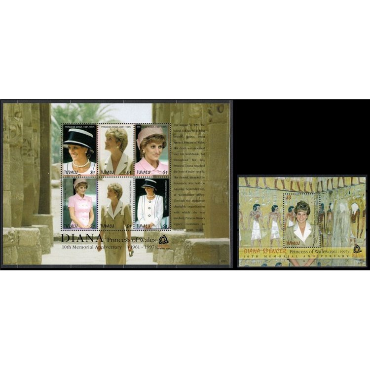 TUVALU 2007 Death of Diana 6v + 1 BF MNH**