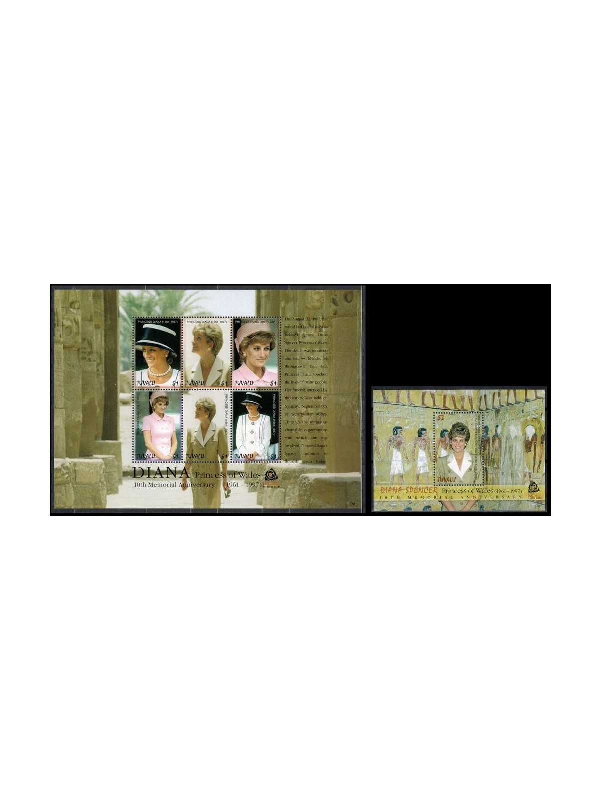 TUVALU 2007 Death of Diana 6v + 1 s/s MNH**