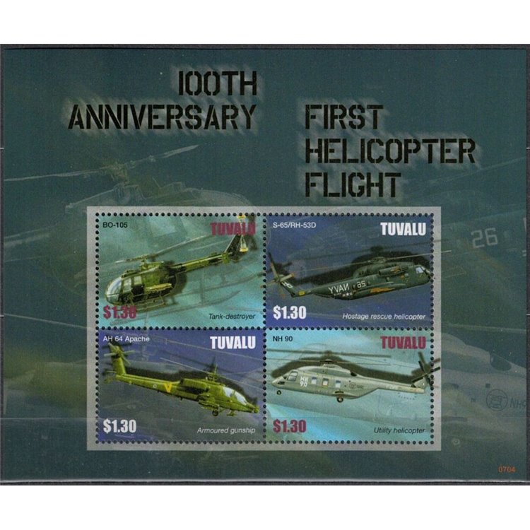 TUVALU 2007 100 Years Helicopters 4v MNH**