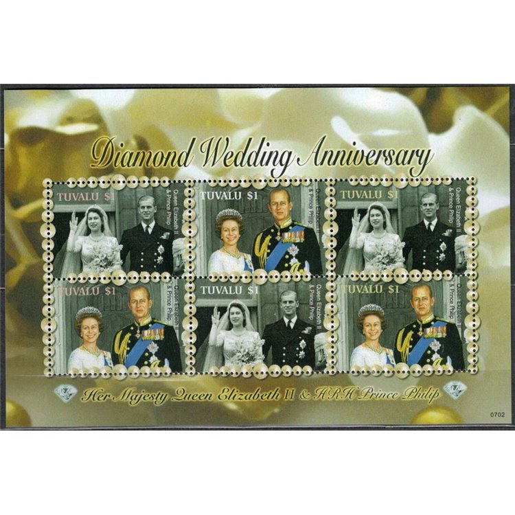 TUVALU 2007 Diamond royal wedding 6v MNH**