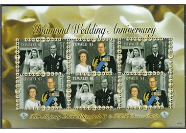 TUVALU 2007 Diamond royal wedding 6v MNH**