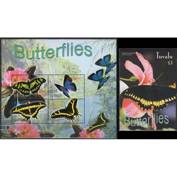 TUVALU 2003 Butterflies 4v + 1 BF MNH**