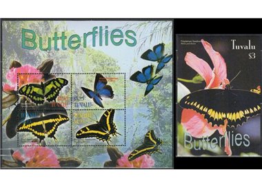TUVALU 2003 Butterflies 4v + 1 BF MNH**