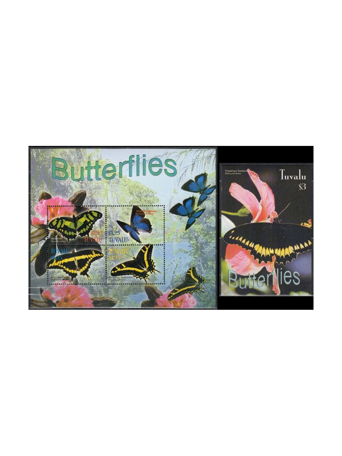 TUVALU 2003 Butterflies 4v + 1 BF MNH**