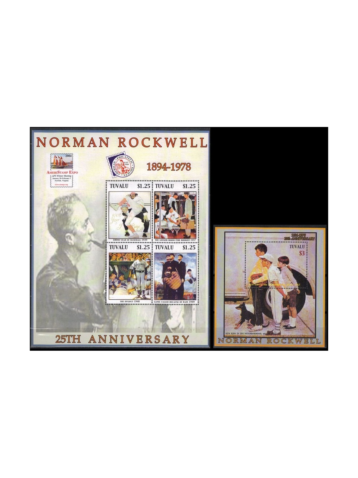 TUVALU 2004 Norman Rockwell 4v + 1 BF MNH**