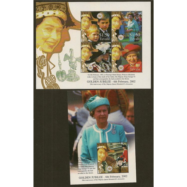 TUVALU 2002 Golden jubilee 4v + 1 s/s MNH**