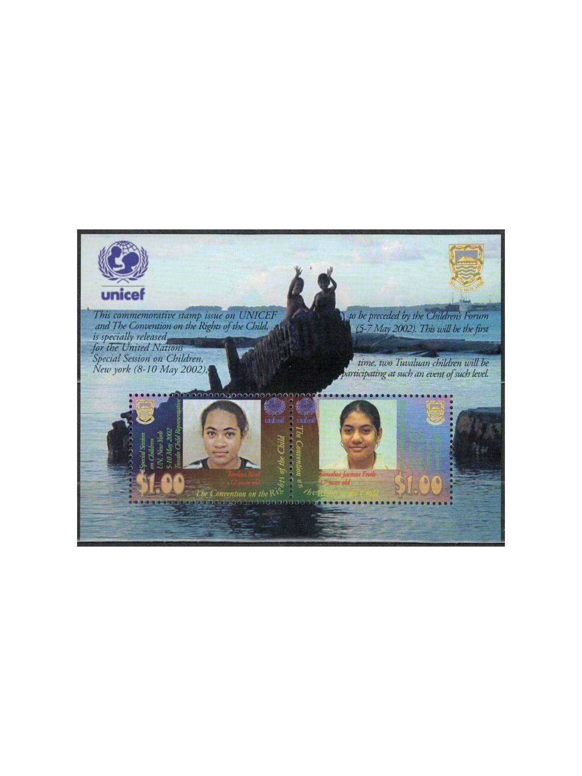 TUVALU 2002 Children rights 1 s/s MNH**