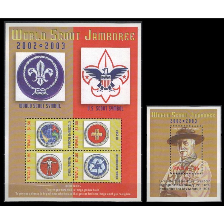 TUVALU 2002 Scouting 4v + 1 BF MNH**
