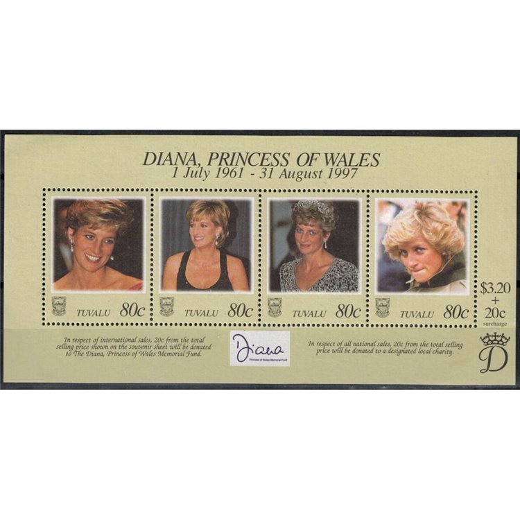 TUVALU 1998 Death of Diana 1 s/s MNH**