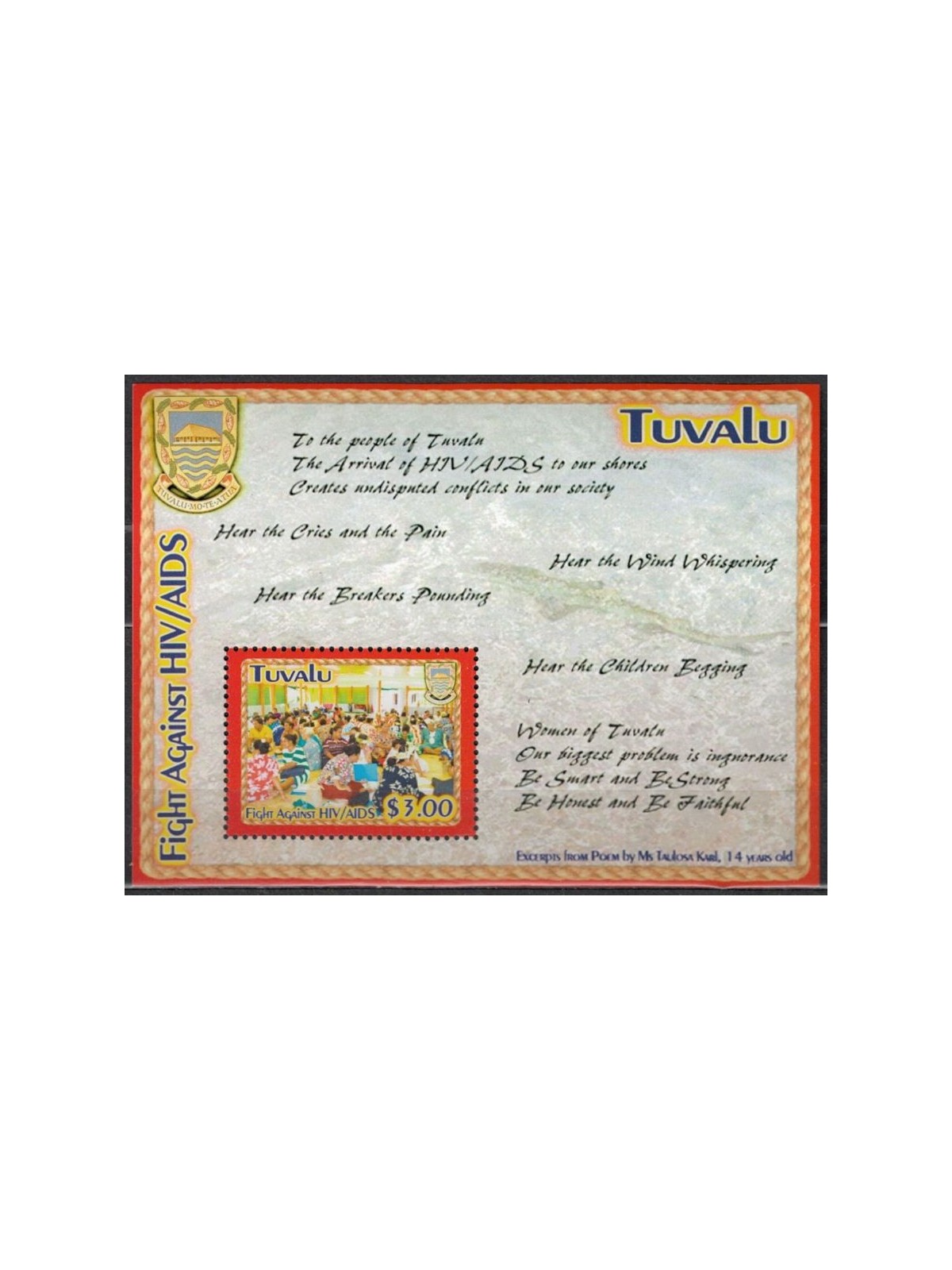TUVALU 2004 Stop AIDS 1 BF MNH**