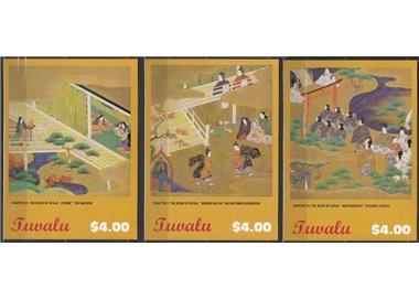 TUVALU 2002 Japanese art 3 BF MNH**