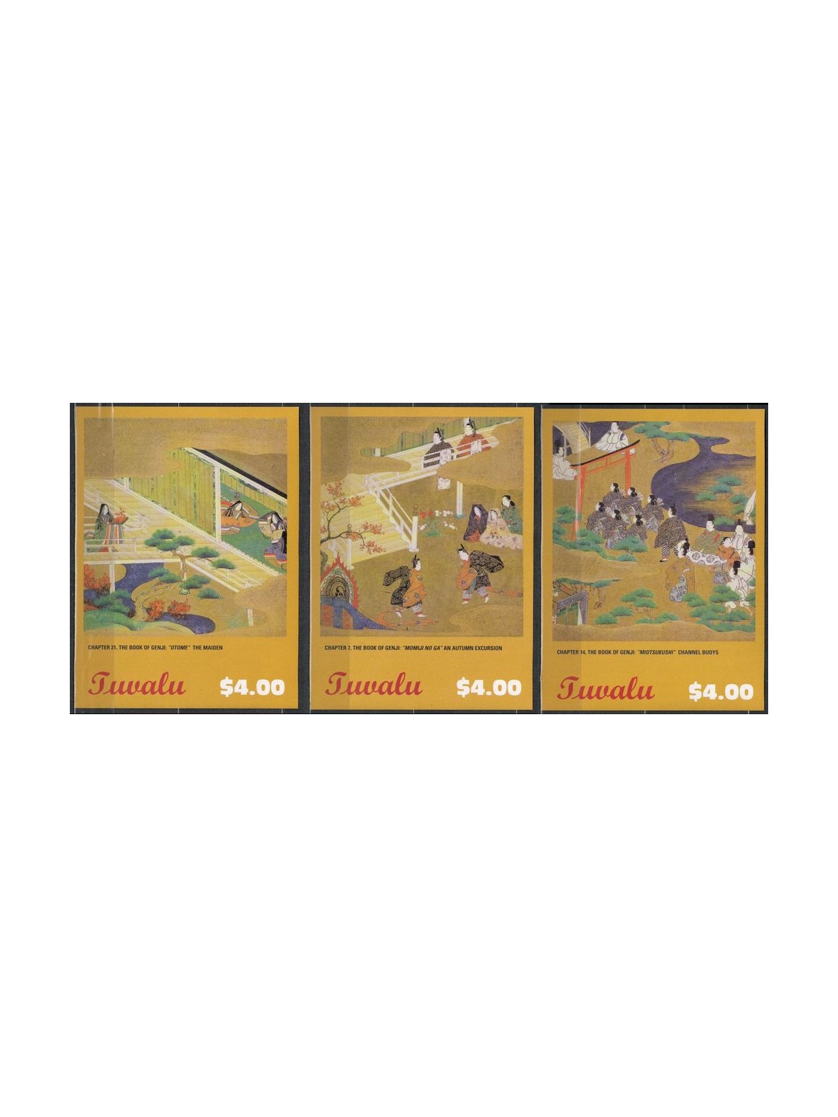 TUVALU 2002 Japanese art 3 BF MNH**