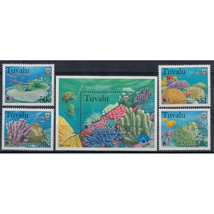 TUVALU 1998 Corals 4v + 1 s/s MNH**