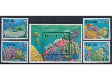 TUVALU 1998 Corals 4v + 1 BF MNH**