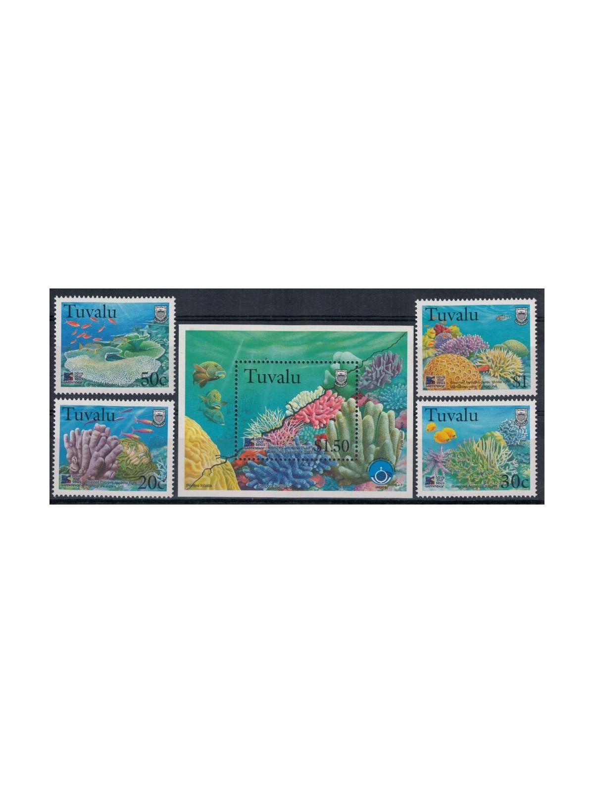 TUVALU 1998 Corals 4v + 1 BF MNH**