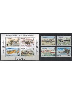 TUVALU 1998 80 years R.A.F. 4v + 1 BF MNH**
