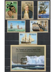 TUVALU 1988 James Cook 6v + 1 s/s MNH**