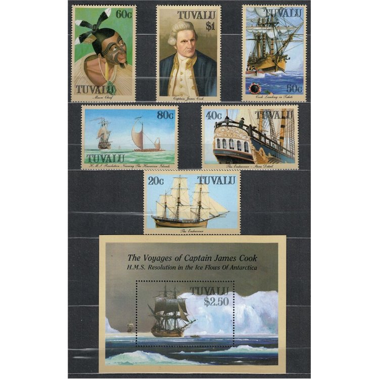TUVALU 1988 James Cook 6v + 1 s/s MNH**