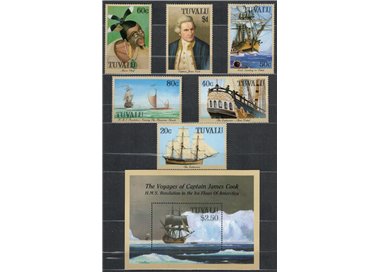 TUVALU 1988 James Cook 6v + 1 BF MNH**