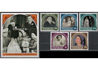 TUVALU 1987 Royal wedding 40th anniversary 5v + 1 BF MNH**
