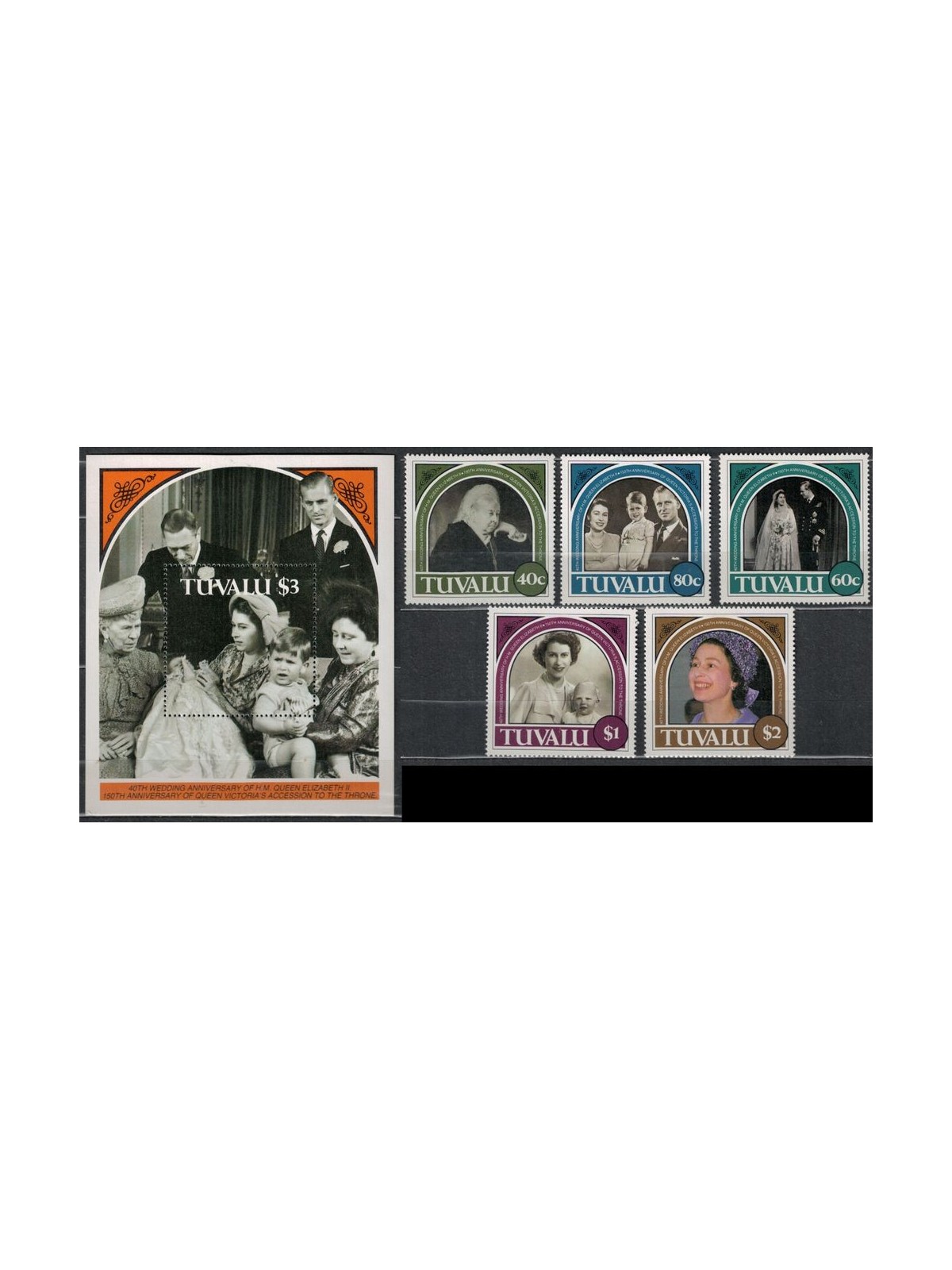 TUVALU 1987 Royal wedding 40th anniversary 5v + 1 BF MNH**