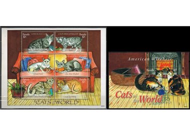 TUVALU 2008 Cats 4v + 1 BF MNH**
