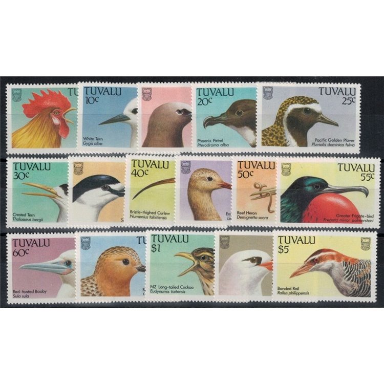 TUVALU 1988 Serie ordinaria, uccelli 16v MNH**