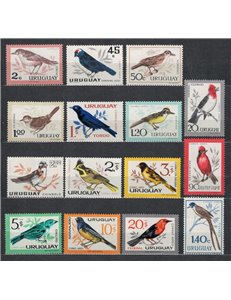 URUGUAY 1962-63 Fauna, uccelli indigeni 15v MNH**