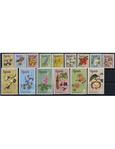 UGANDA 1969 Serie ordinaria, fiori 15v MNH**