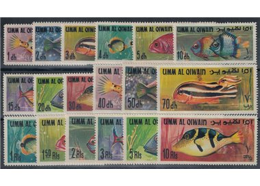 UMM AL QIWAIN 1967 Fauna marina, pesci 18v MNH**
