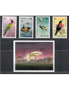UGANDA 1987 Uccelli - Birds 4 v + 1 BF
