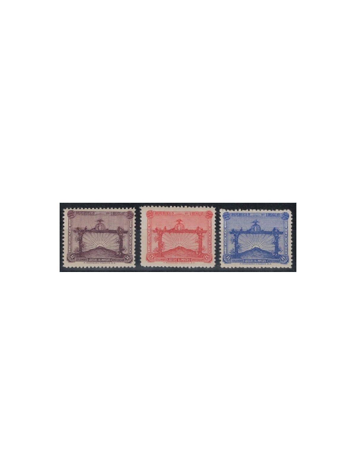 URUGUAY 1928 Campioni di calcio olimpico 3v MNH**