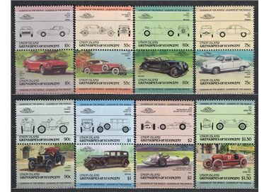 UNION ISLAND 1985 Automobili 16v MNH**