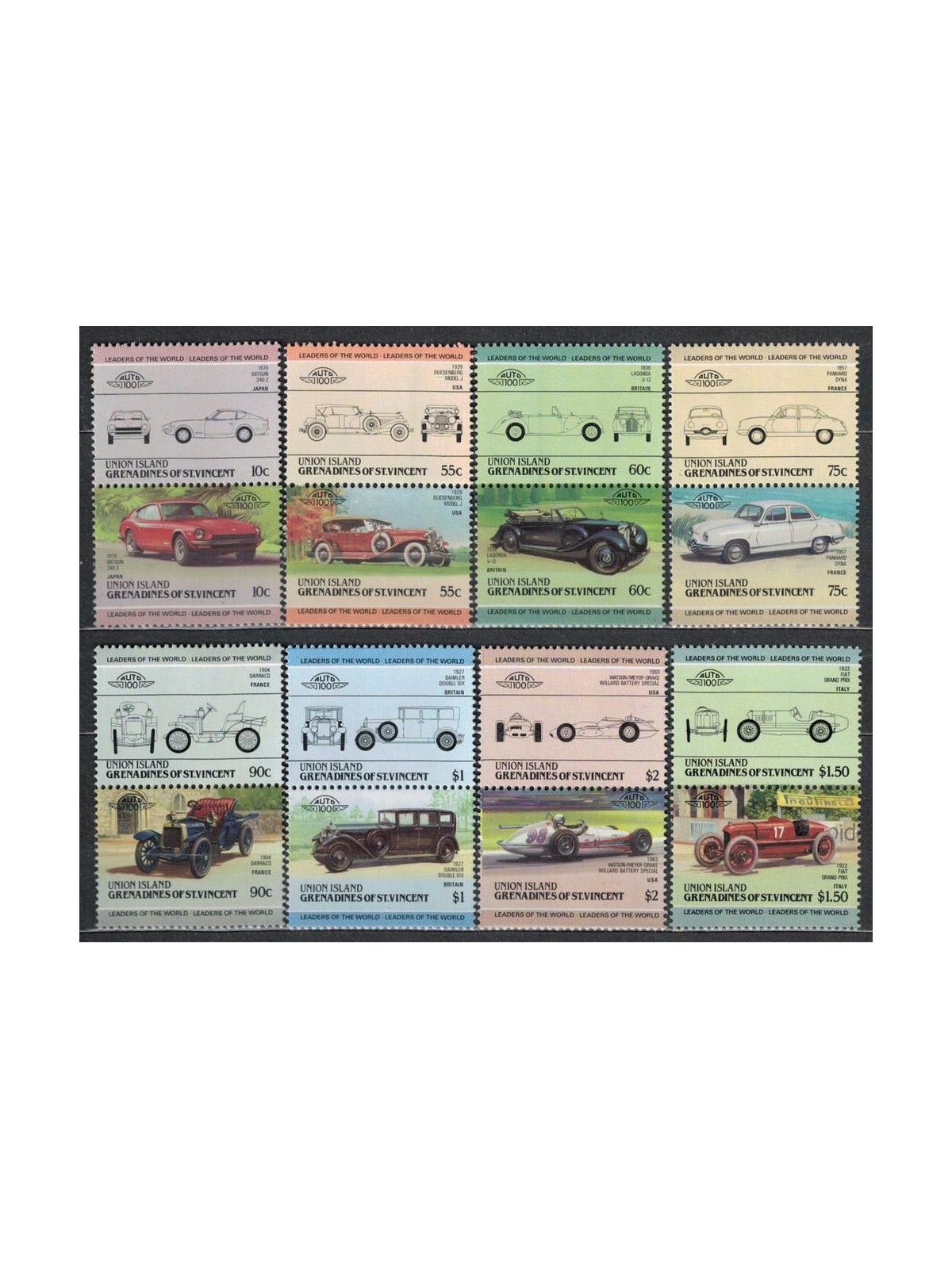 UNION ISLAND 1985 Cars 16v MNH**