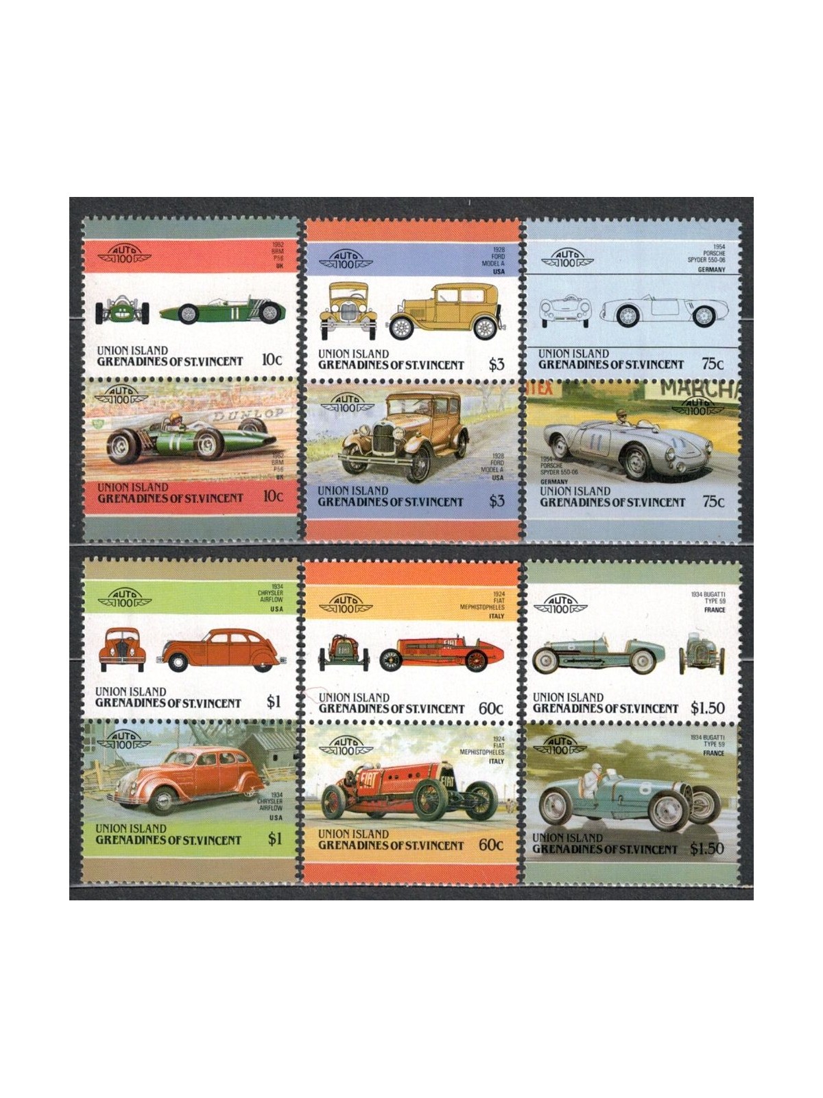 UNION ISLAND 1986 Cars 12v MNH**