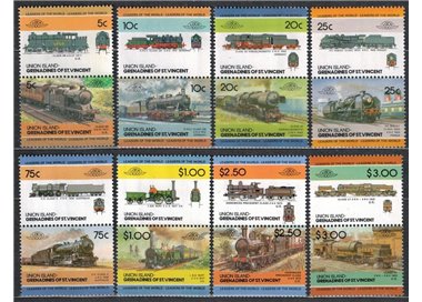 UNION ISLAND 1984 Locomotives, trains 16v MNH**