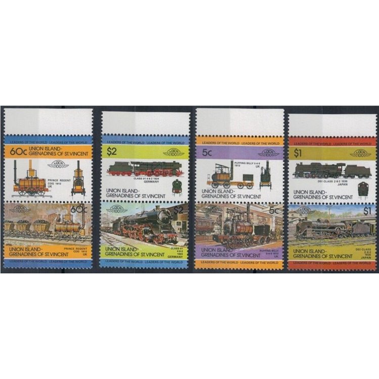 UNION ISLAND 1984 Locomotives, trains 8v MNH**