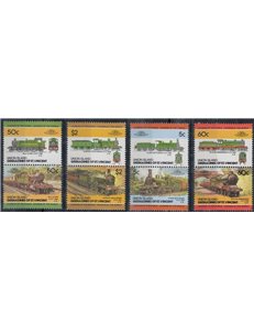 UNION ISLAND 1985 Locomotives, trains 8v MNH**