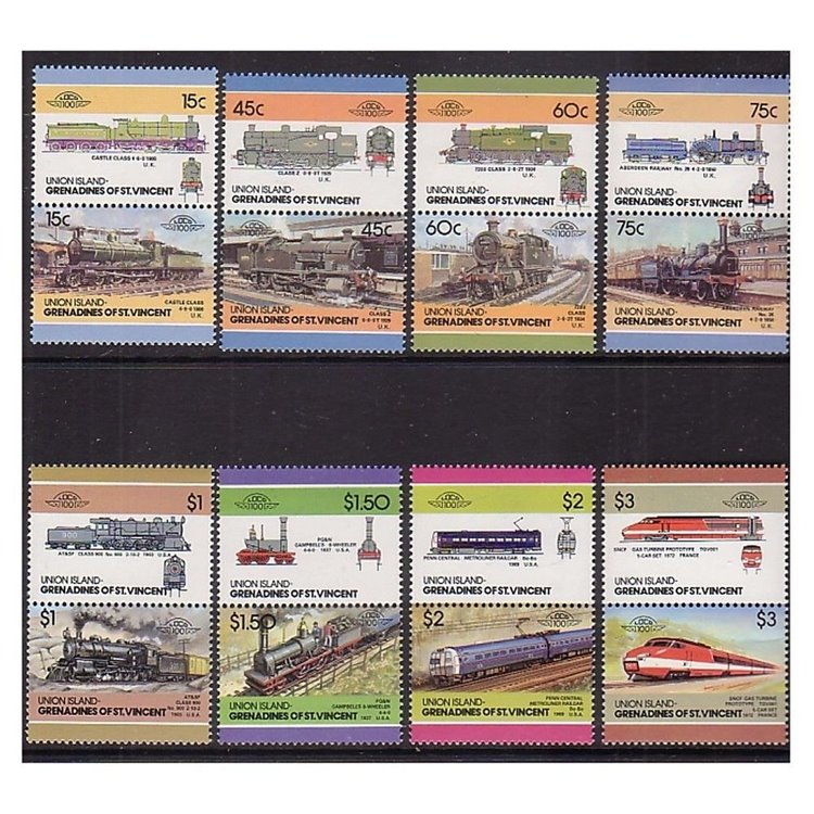 UNION ISLAND 1986 Locomotive, treni 16v MNH**