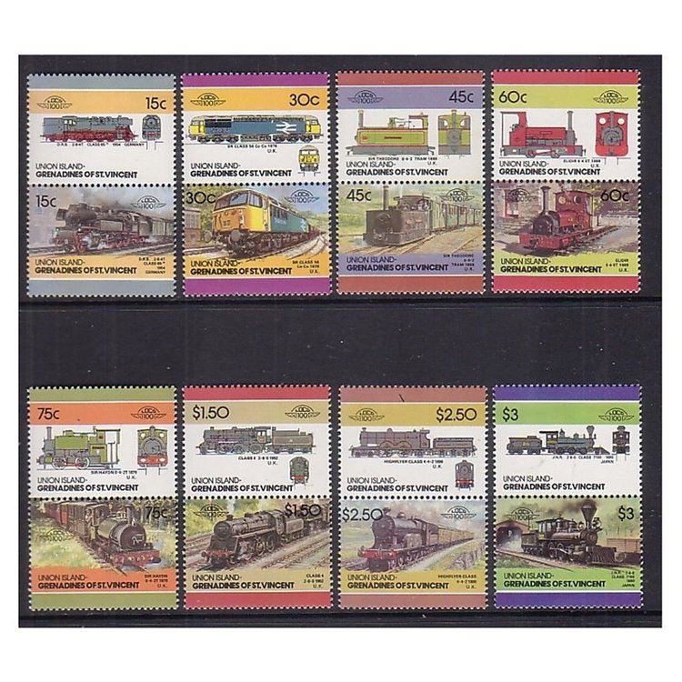 UNION ISLAND 1986 Treni, locomotive 16v MNH**