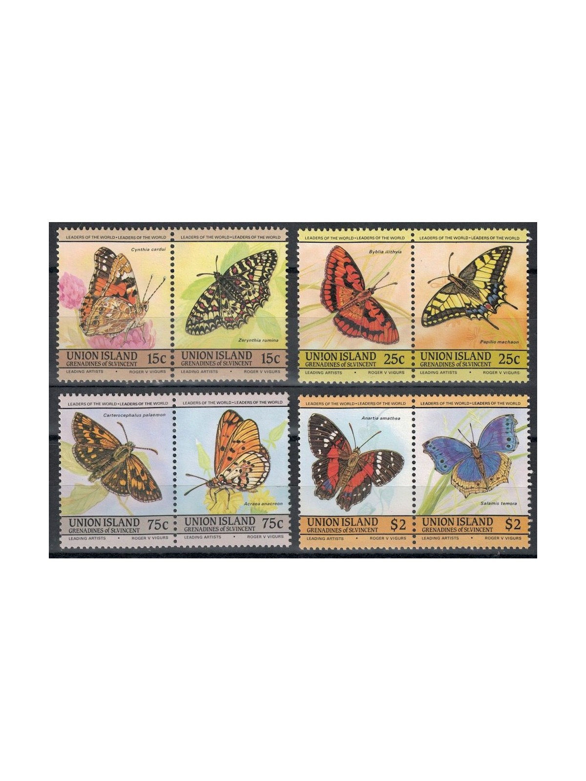 UNION ISLAND 1985 Butterflies 8v MNH**