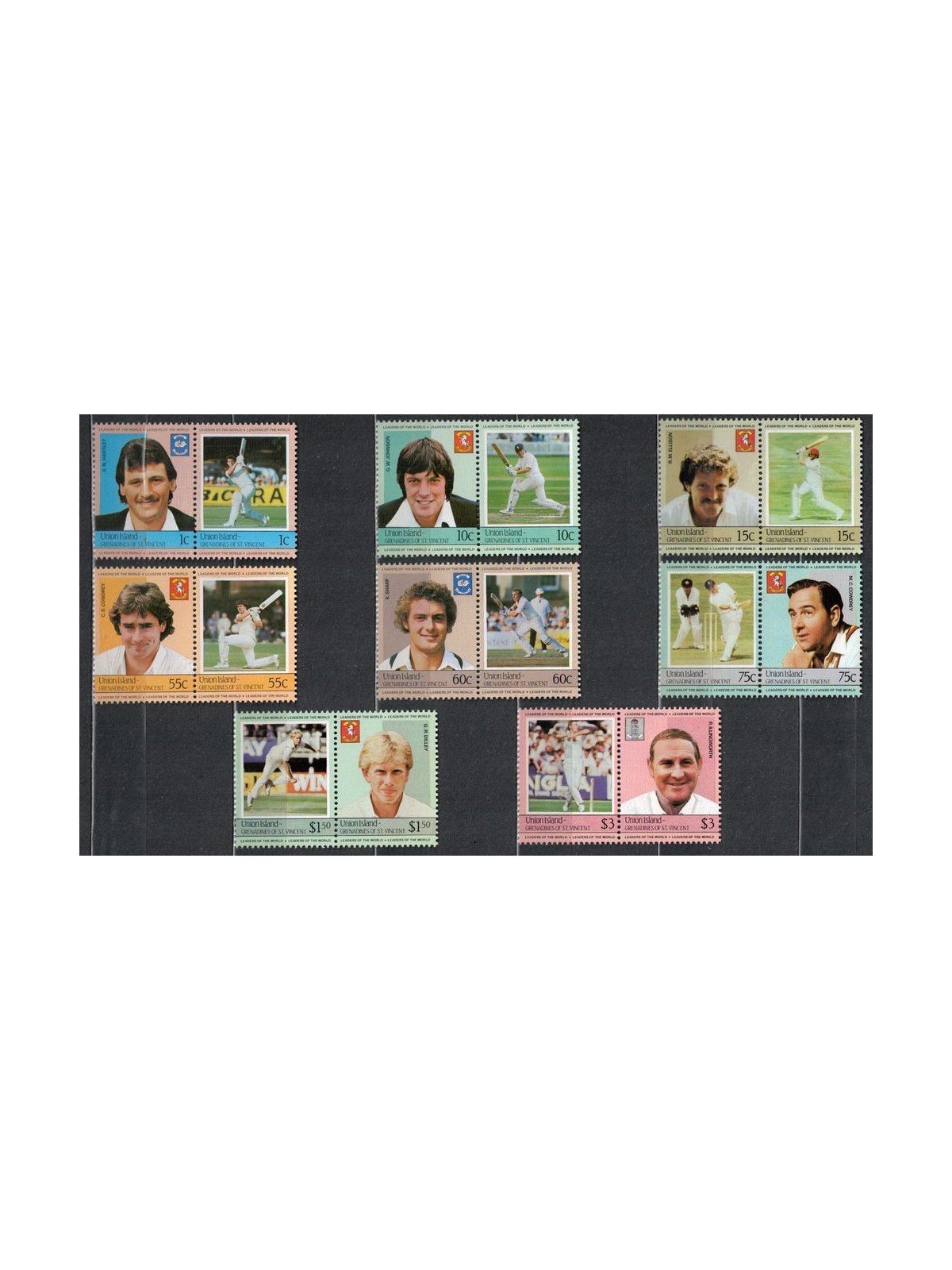 UNION ISLAND 1984 Cricket 16v MNH**