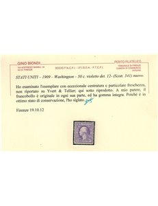 USA 1909 Washington 50c violetto dent. 12 MNH** ©
