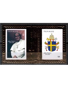 TUVALU 2010 Pope John Paul II 1 BF MNH**