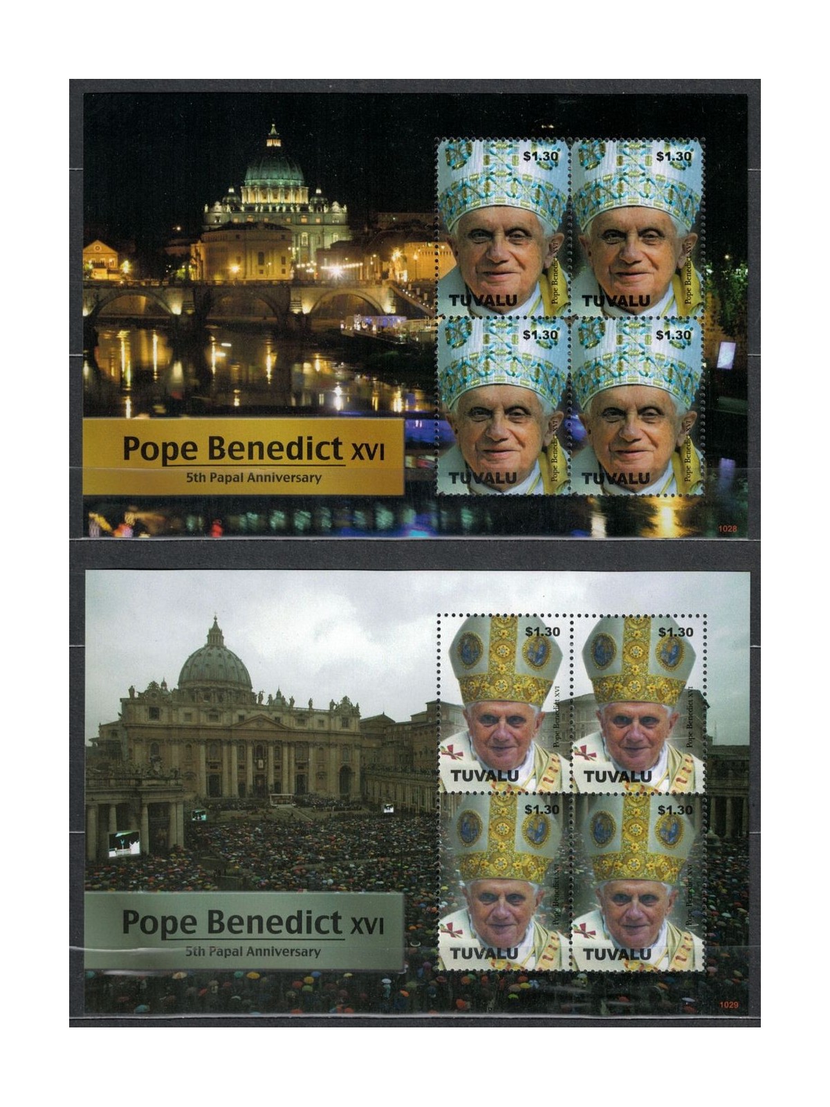 TUVALU 2010 Pope Benedict XVI 8v MNH**